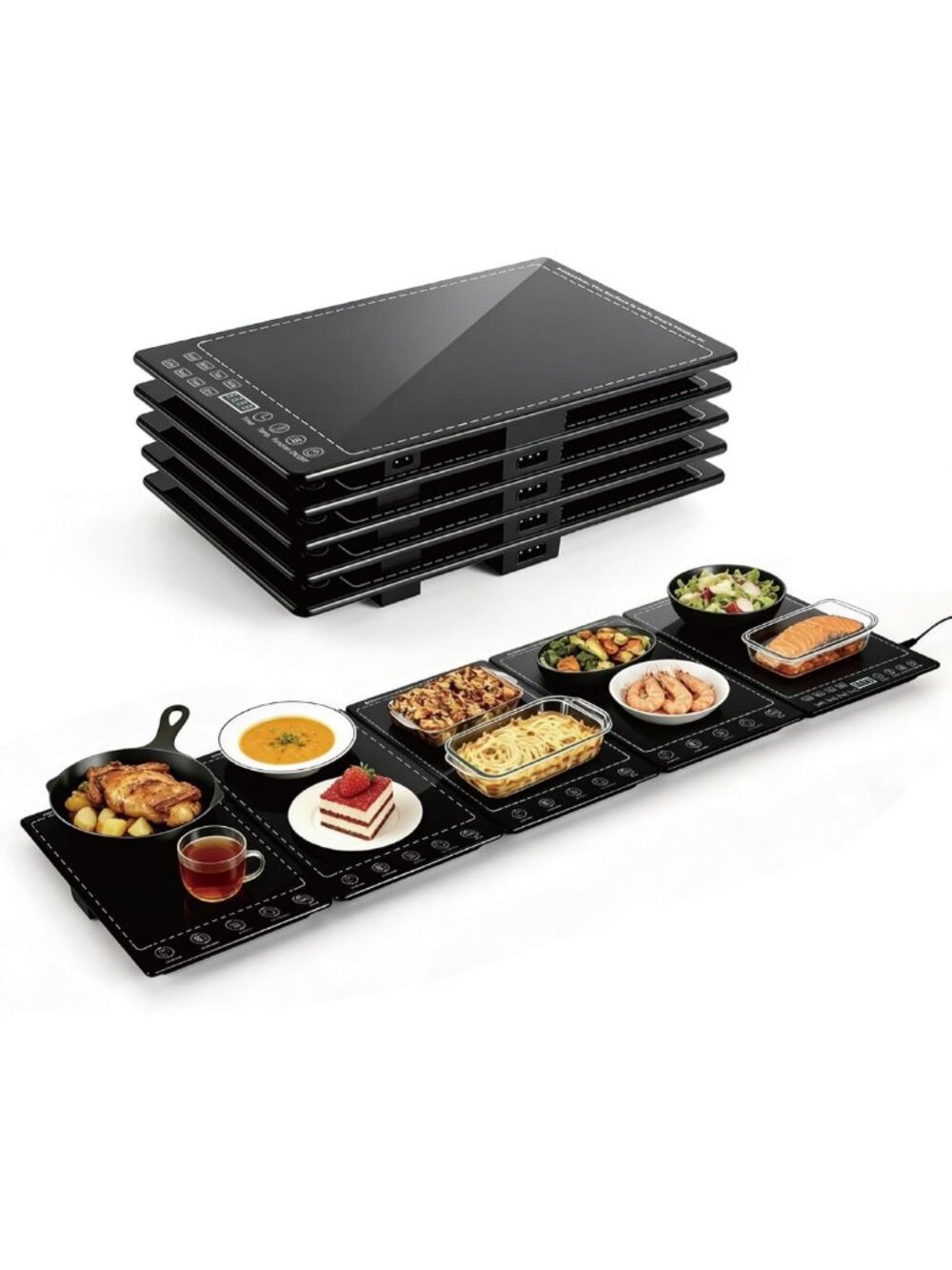 5-in-1 Electric Warming Tray with 10 Temp Settings & 24H Timer, 41"x15" Buffet